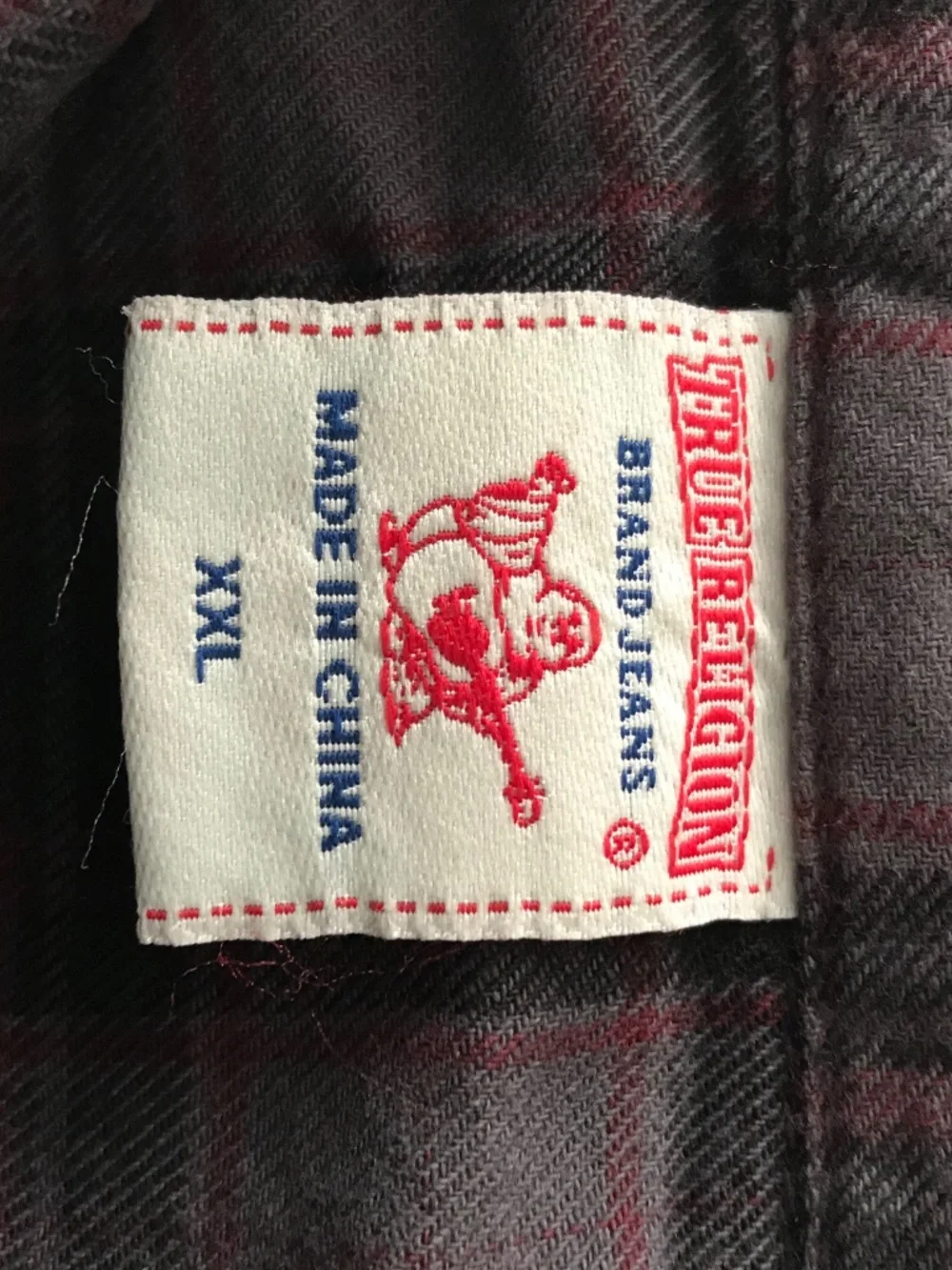 True Religion Plaid Western Button-Up Shirt Men’s XXL Gray Red Y2K